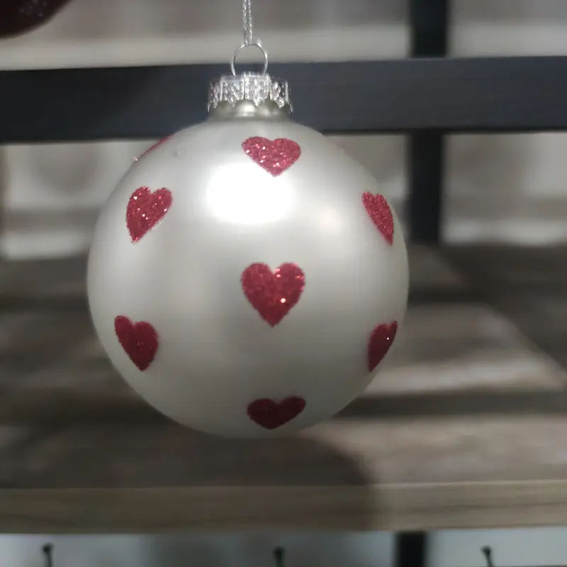 Palline di Natale in Vetro con Fantasie Ø 8 cm – Pois e Righe Rosso e Bianco