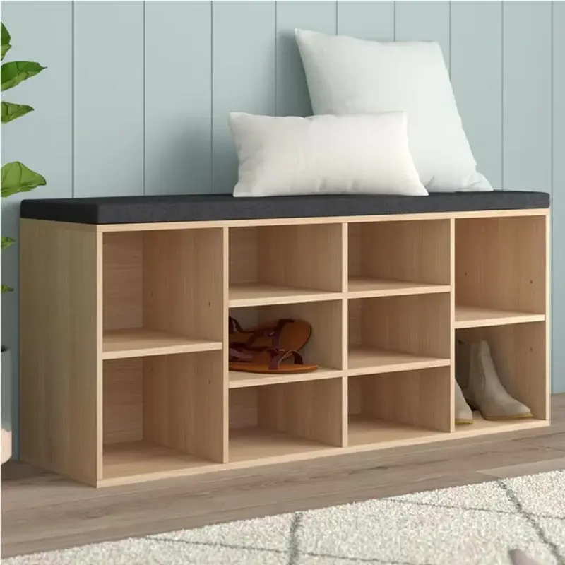 Panca Porta Oggetti Multiuso con Cuscino in Ecopelle 104 x 29.5 H 49cm Beige