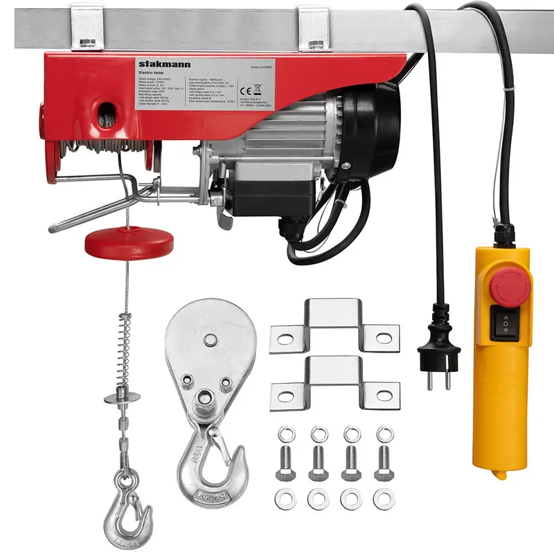 Paranco Elettrico Verricello Montacarichi 400/800kg Sollevatore 1300Watt con Accessori