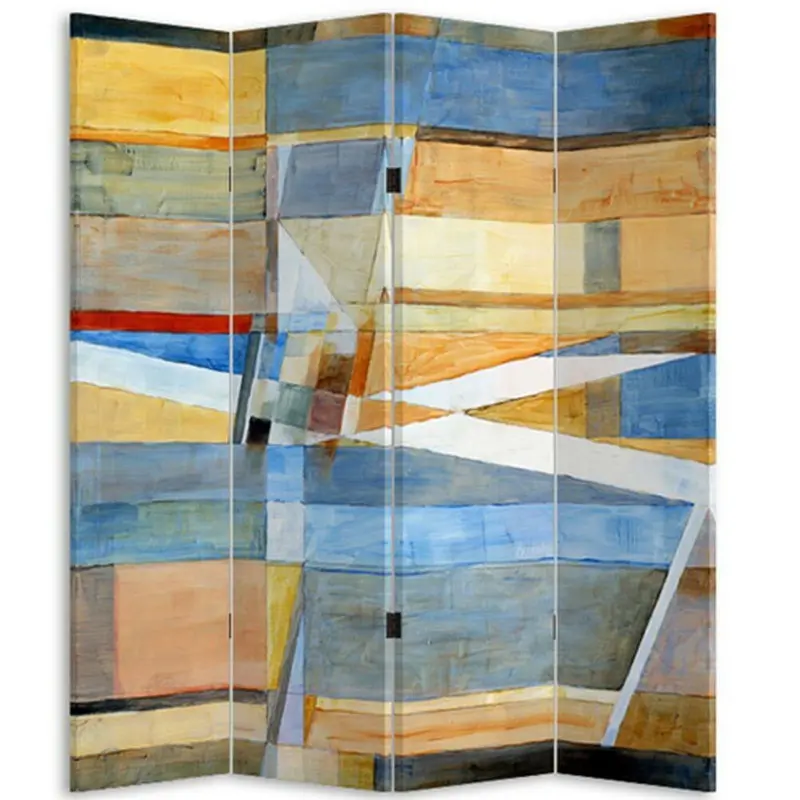Paravento Separè 4 Pannelli 180x160cm Stampa Legno Fronte Retro Divisorio Pieghevole