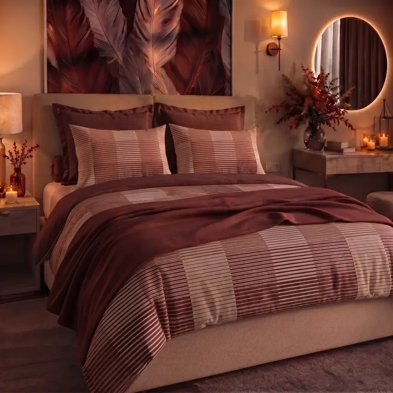Parure Copripiumino in Cotone Matrimoniale Gilbert Burgundy