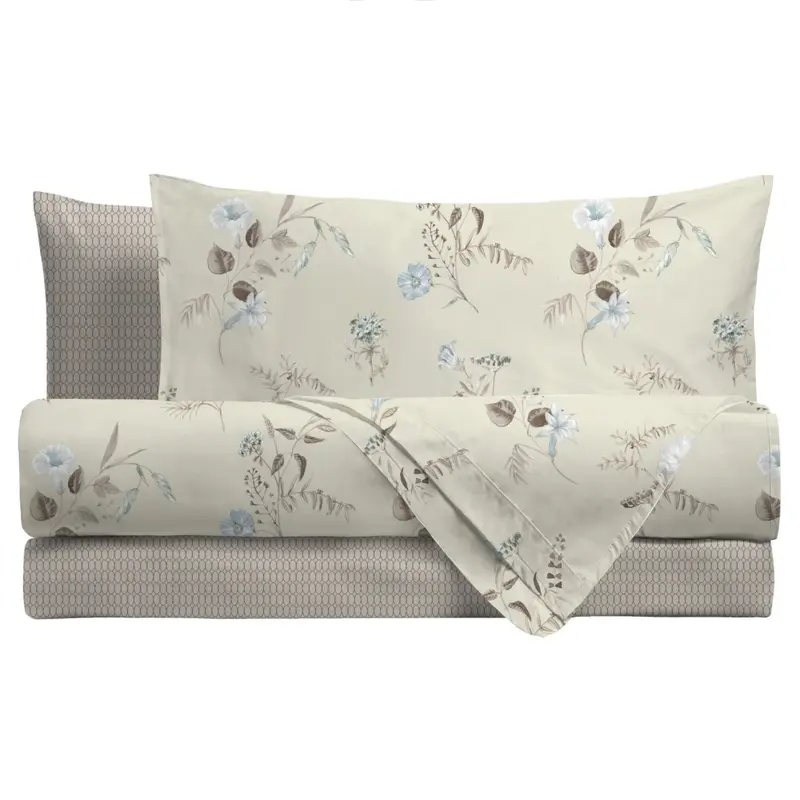 Parure Copripiumino in Cotone Matrimoniale Meredith Beige
