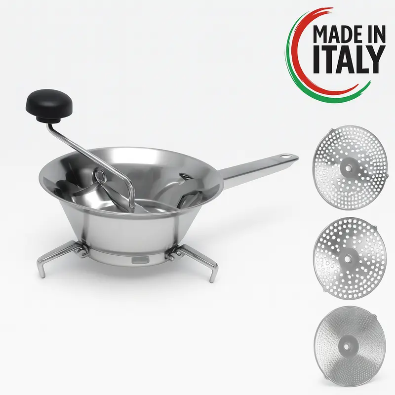 Passa Verdure Acciaio inox 18/10 3 Dischi Intercambiabili 20cm Made in italy