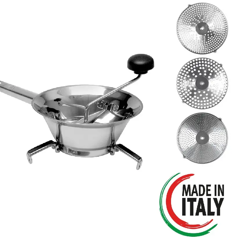 Passa Verdure Acciaio inox 18/10 3 Dischi Intercambiabili 24cm Made in italy