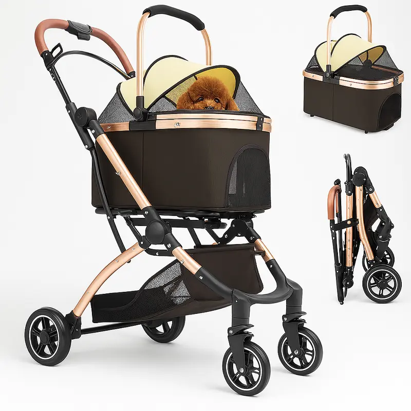 Passeggino Carrozzina 2in1 per Cani Gatti Trasportino Removibile Pieghevole 50kg
