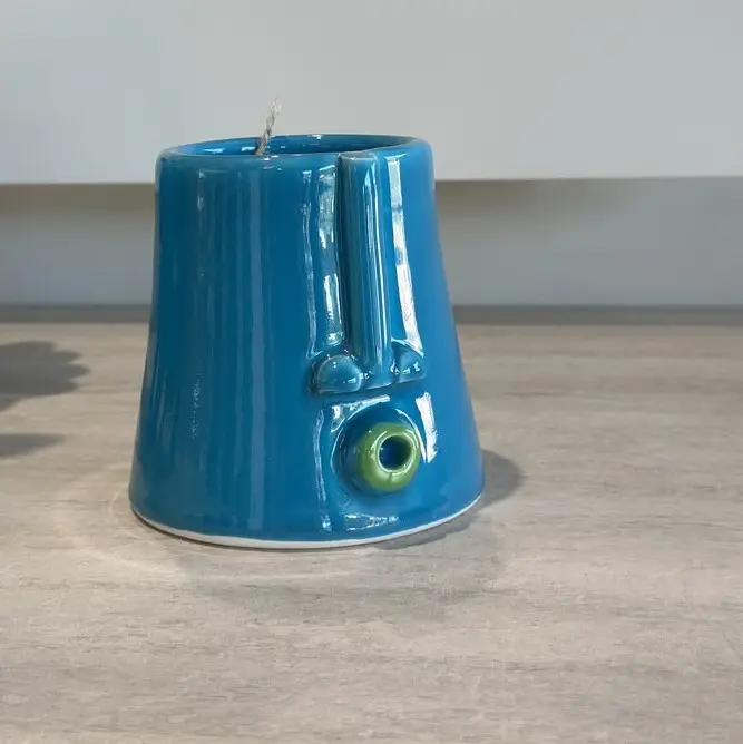 Patrizia Italiano, vaso Picciuteddino azzurro piccolo fatto a mano in ceramica