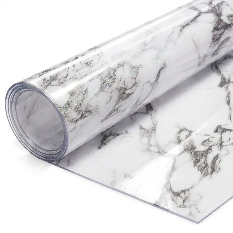 Pellicola Protettiva per Tavolo Effetto Marmo Bianco Nero – Antigrasso, Impermeabile e Lavabile – Spessore 1 mm – Varie Misure