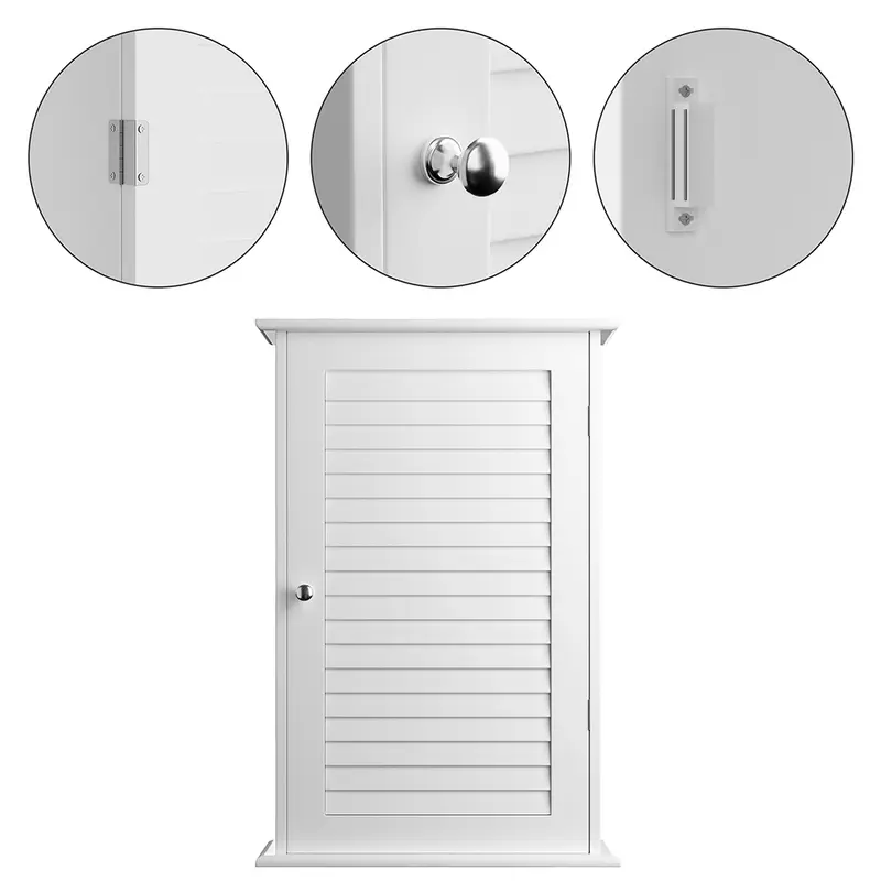 Pensile Armadietto 40x16 H 60cm in Legno mdf Bianco Bagno Cucina Ufficio Salvaspazio