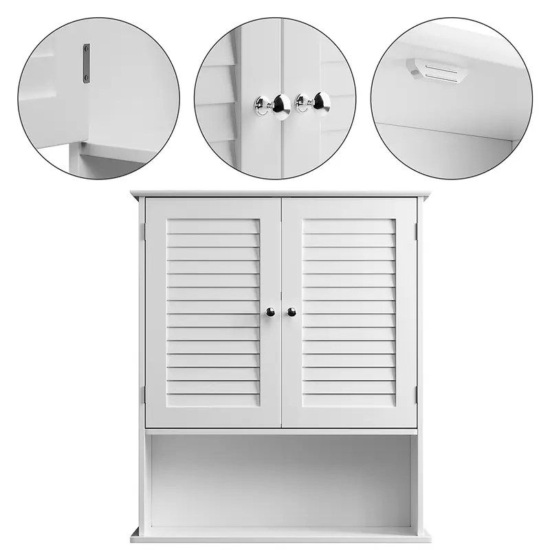 Pensile Armadietto 60x20 H 70cm in Legno mdf Bianco Bagno Cucina Ufficio Salvaspazio
