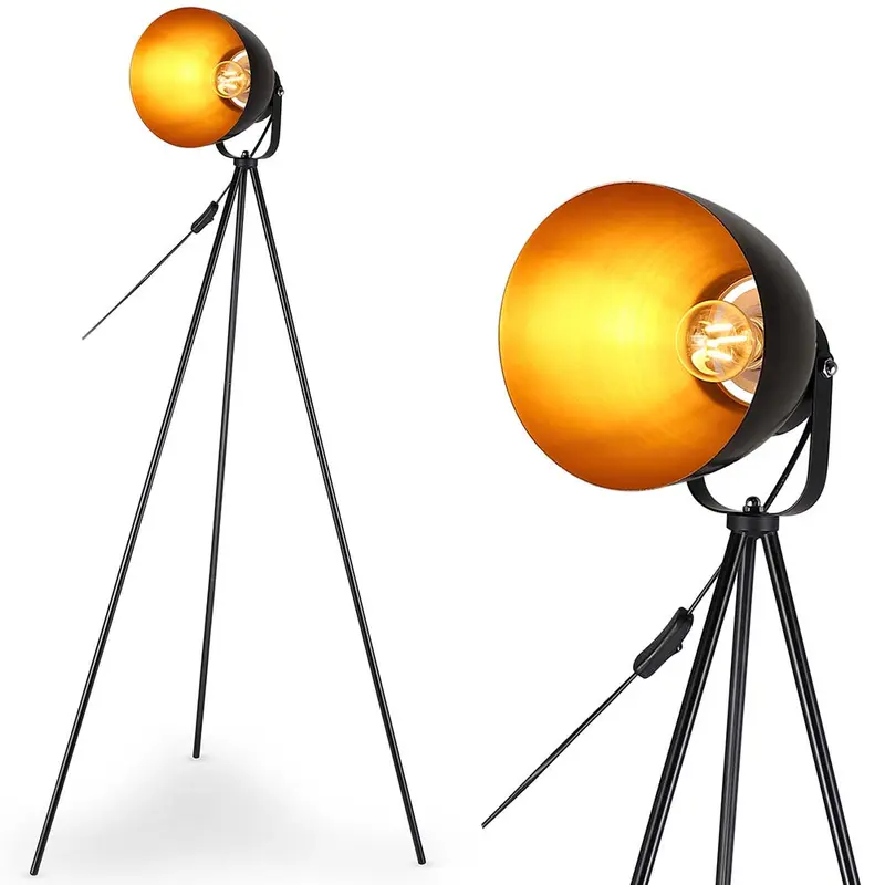 Piantana Alta 1Luce Lampada Salotto Moderna in Metallo Nero Oro 140cm Casa Ufficio