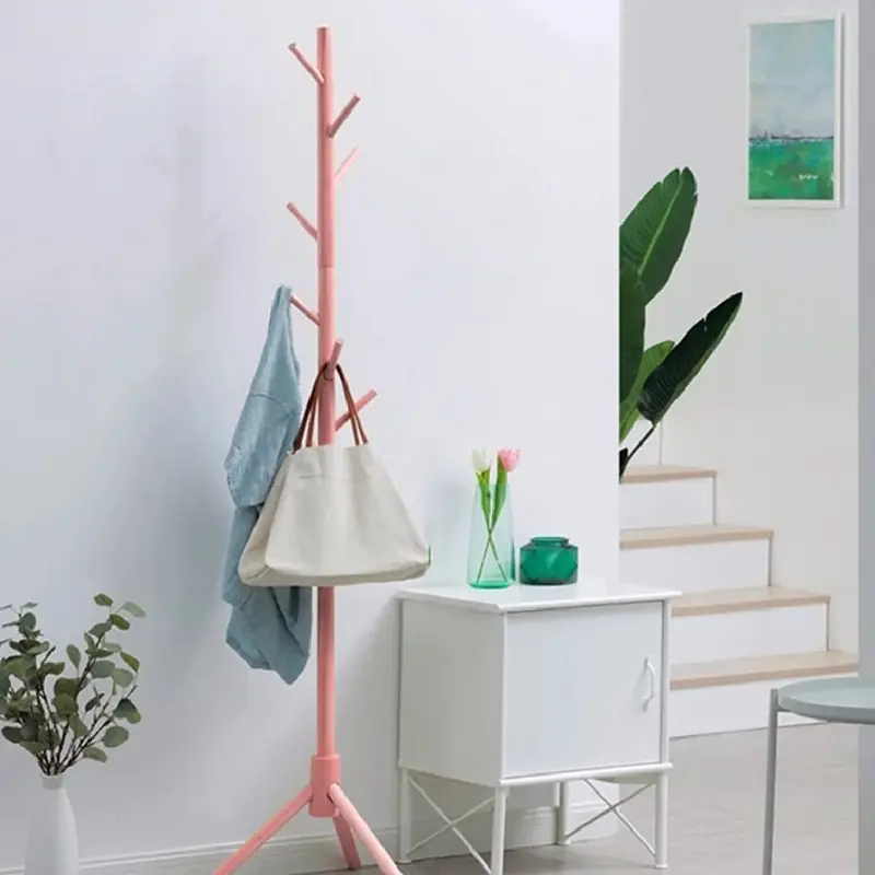 Piantana Appendiabiti in legno Naturale 8 Ganci 41x41 H176cm Verniciato Rosa