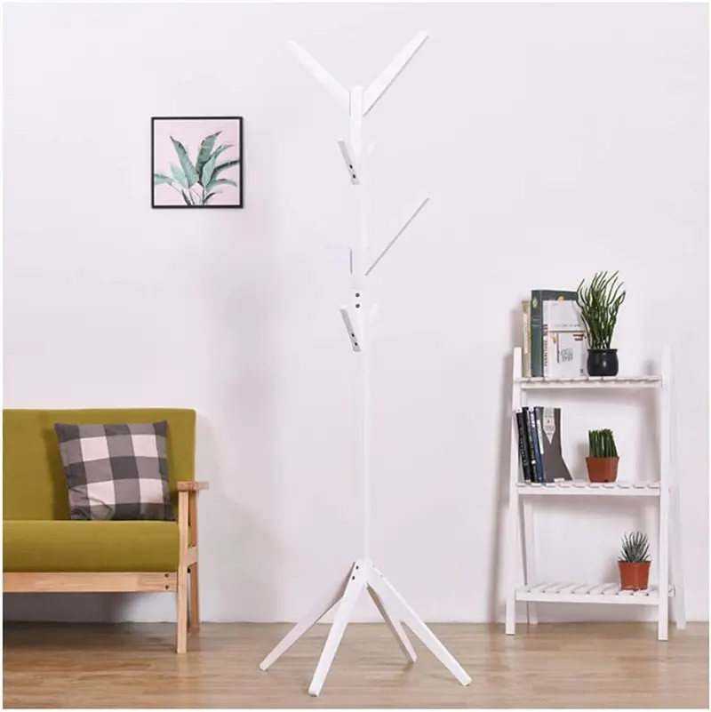 Piantana Appendiabiti in legno Naturale 8 Ganci 58x58 H175cm Verniciato Bianco