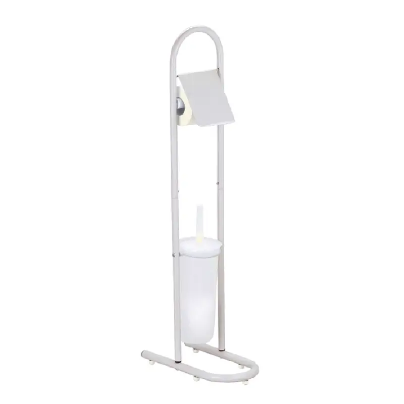 Piantane da Bagno Portarotolo Porta scopino Acciaio Smaltato Grigio Chiaro