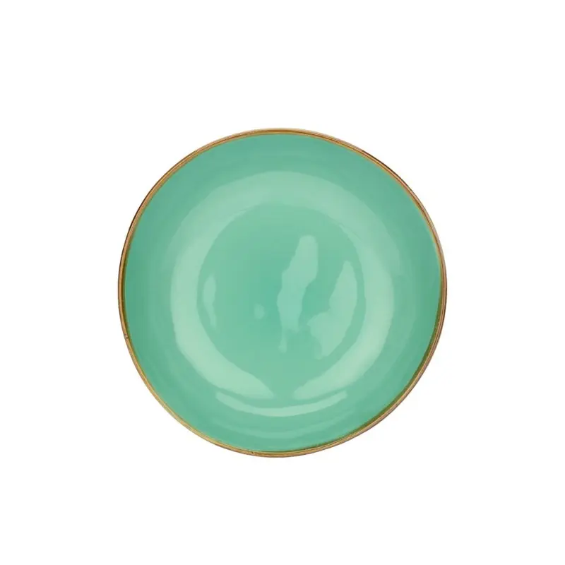 Piatto Fondo Concerto Verde Acqua Rose & Tulipani in Stoneware 21 cm