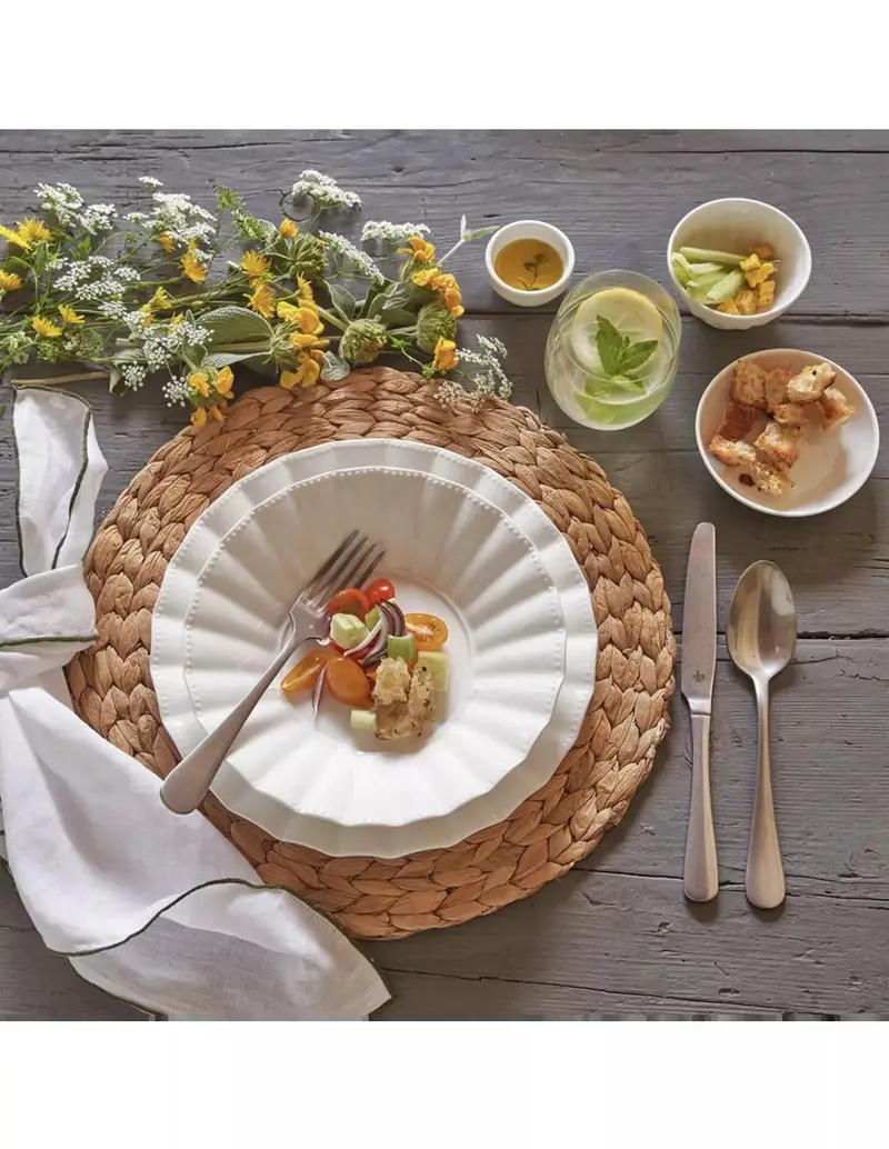 Piatto Fondo Ducale Porcellana Bone China Bianca Ø22cm Design Classico