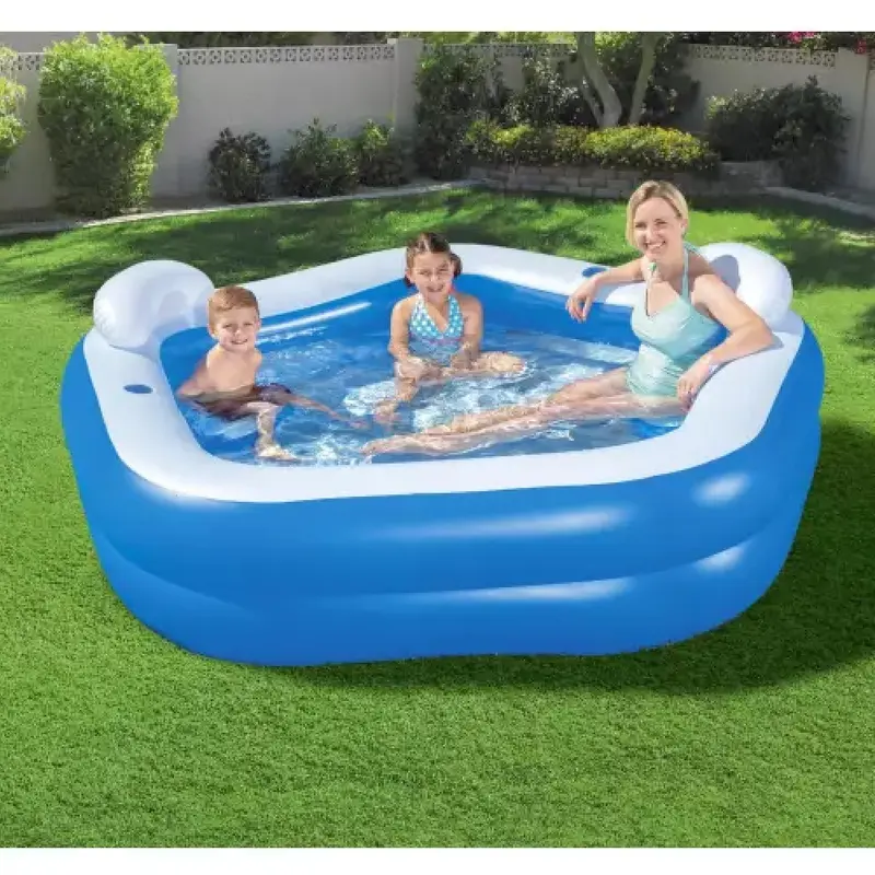 Piscina Gonfiabile Bestway per Famiglie 213x206x69cm Cuscini e Portabicchieri