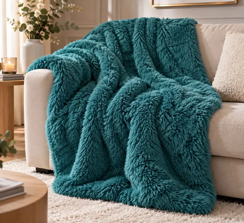 Plaid in Ecopelliccia Siberia 200x220 cm Coperta Matrimoniale Double Face Extra Morbida 410 g/m² Micro Pelliccia e Retro Effetto Lana Vari colori