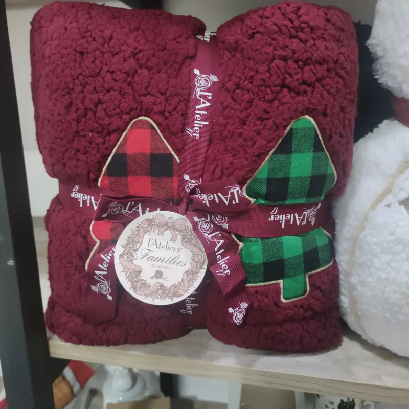 Plaid Natalizio "Families" – Coperta Morbida con Fantasia Natalizia