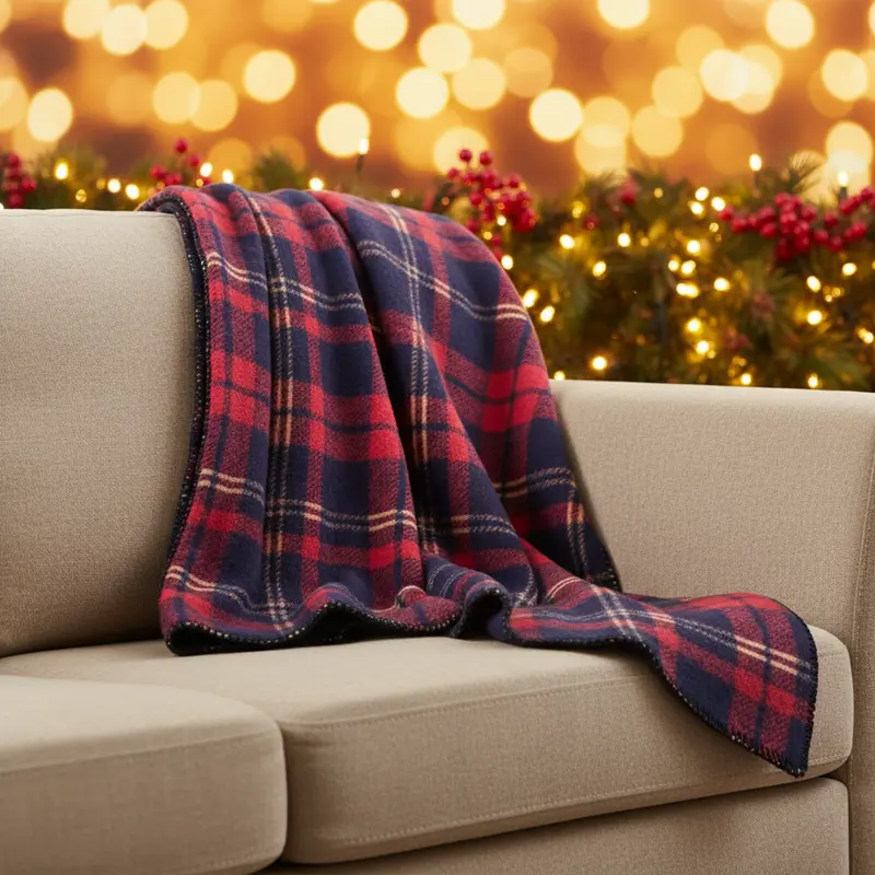 Plaid Scozzese "Vialman" Rosso e Blu – Coperta Vintage 150x200 cm | Ninocco Home