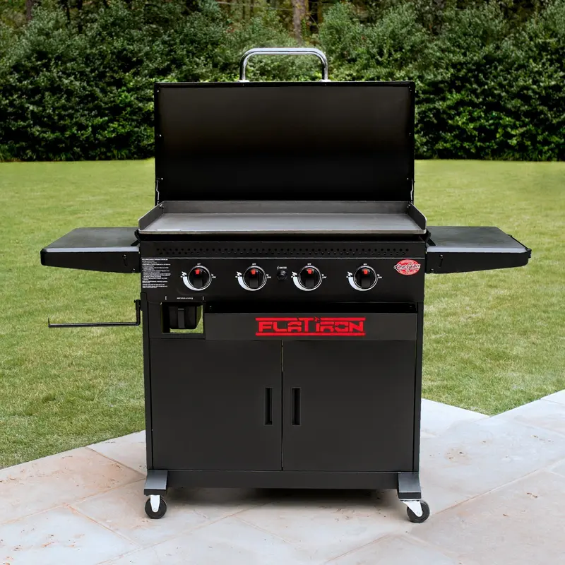 Plancha e piastra a gas premium a 4 fuochi con carrello Char-Griller
