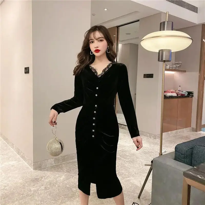 Pleated velvet dress