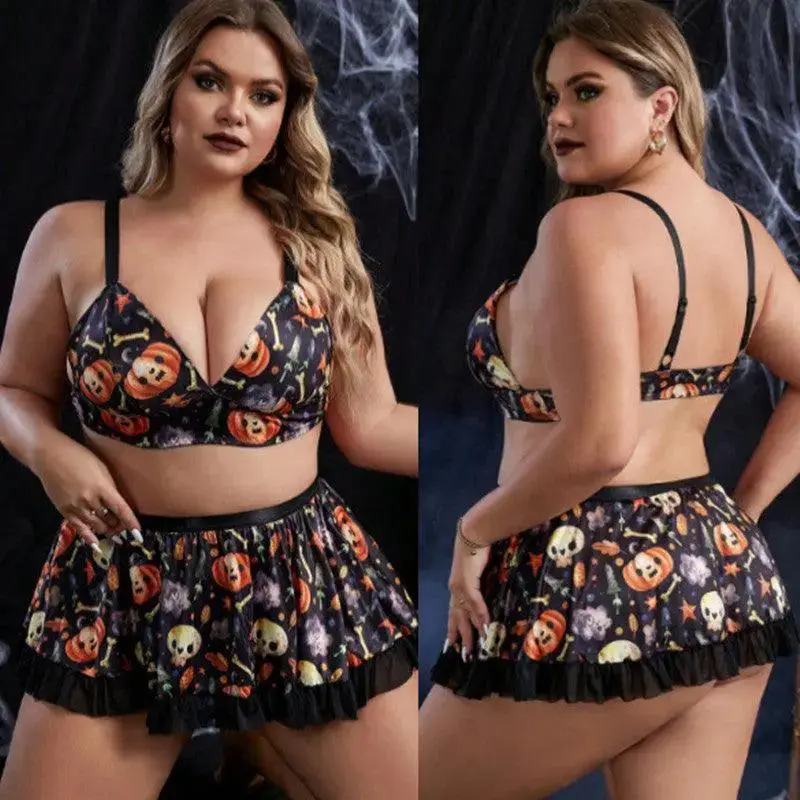 Plump Girls Underwear Halloween Maid Costume Uniform Funny Temptation Women's Large Size Lingerie