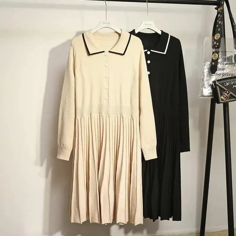 Plus fat long sweater dress