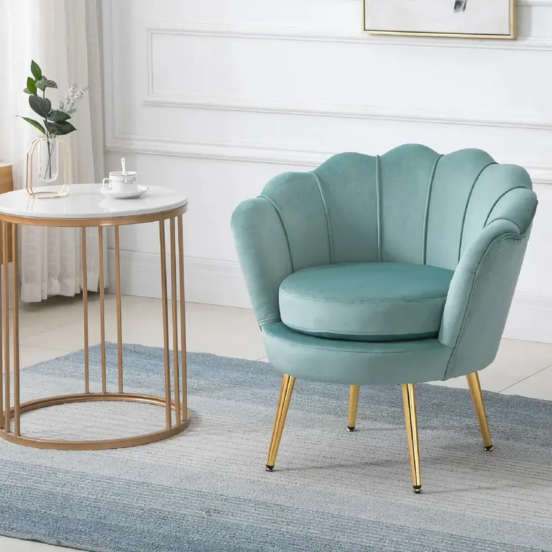 Poltrona Design Moderno in Velluto, Poltroncina da Camera Schienale Alto 76x67x74cm