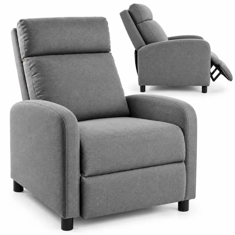 Poltrona Reclinabile Relax con Poggiapiedi in Tessuto Push-Back Ergonomica 150 kg Grigio Scuro