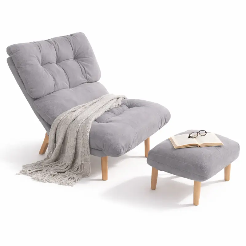Poltrona Relax Grigio con Poggiapiedi Imbottita Ergonomica Moderna