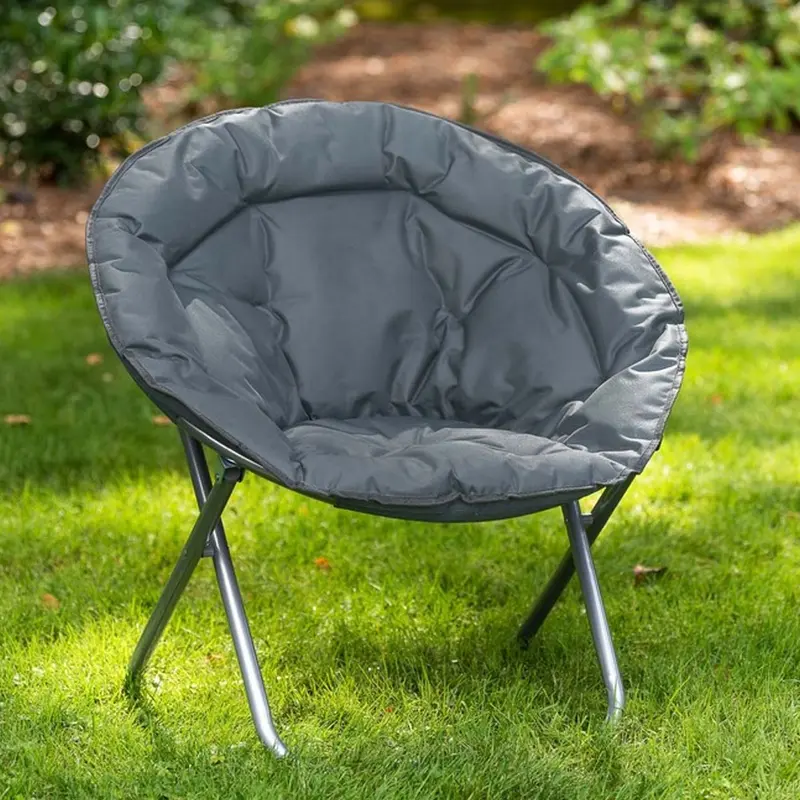 Poltrona Sdraio Giardino Campeggio Schienale Imbottito Pieghevole 80x80x70cm Grigio