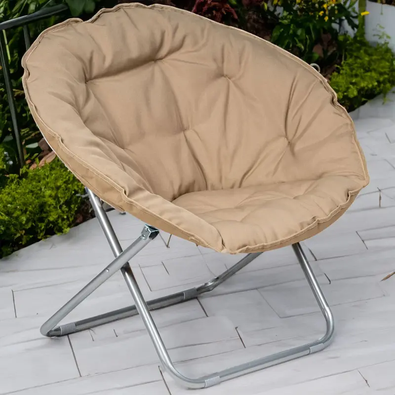 Poltrona Sdraio Giardino Campeggio Schienale Imbottito Pieghevole 80x80x70cm Marrone