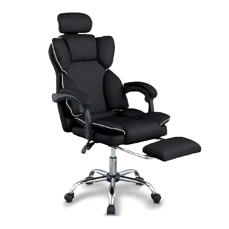 Poltrona Sedia Ufficio Dirigenziale con Poggiapiedi Ergonomica Reclinabile Nero