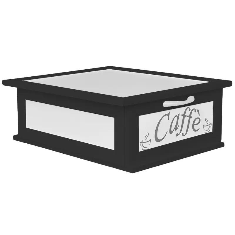 Porta Cialde e Capsule in Legno con Cassetto a 2 Scomparti Scritta Caffè Organizer Caffè in Vari Colori Stile Shabby Chic