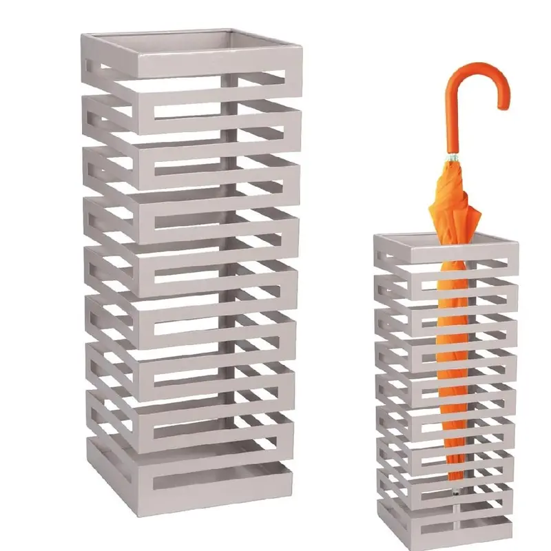 Porta Ombrelli Decorato H. 52 cm Metallo Verniciato Grigio Uso Interno Esterno