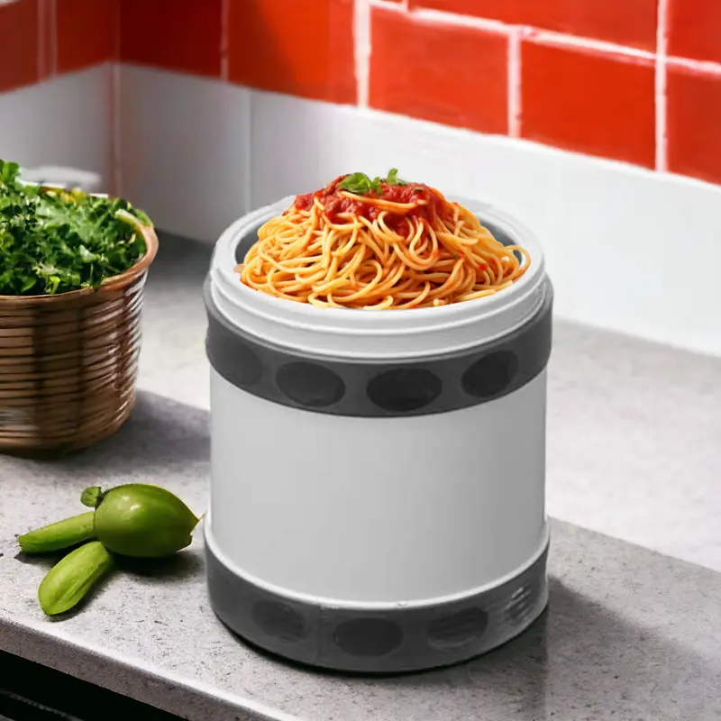 Porta Pranzo in Acciaio e Plastica Lunch Box 2 Contenitori Capacità 1200 ml