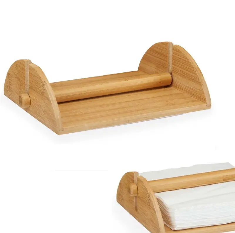 Porta Tovaglioli in Legno di Bambù 18 x 23.5 h 6.8 cm Stile Moderno
