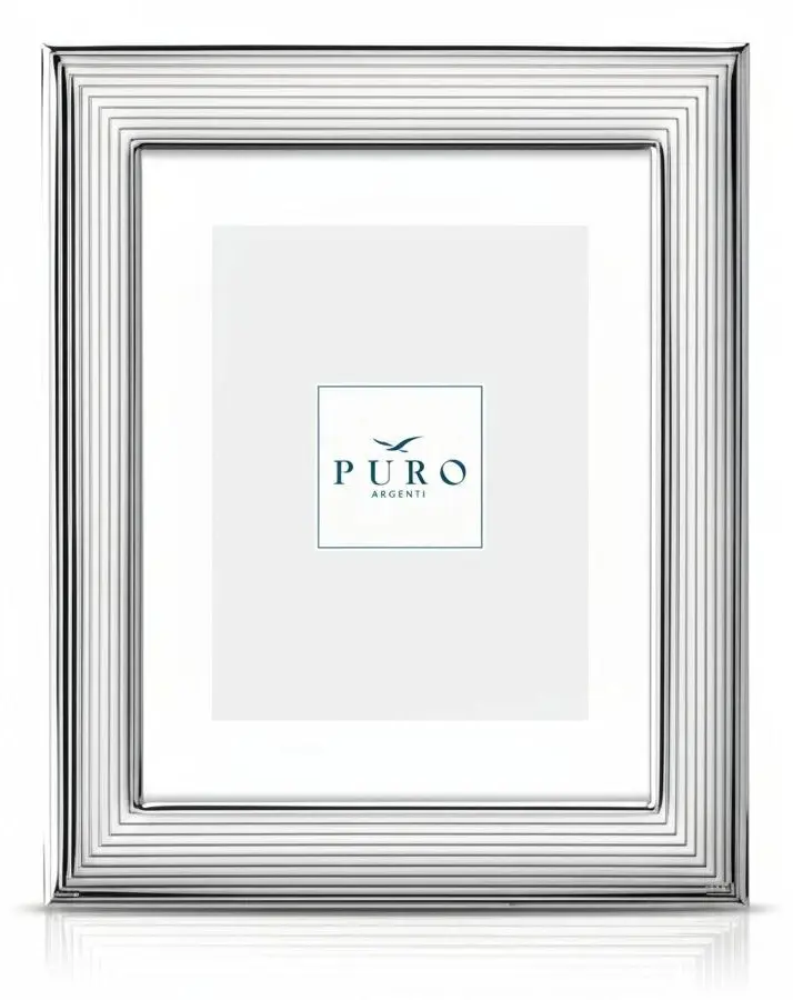Portafoto Argento Halley 10x15 cm Linea Puro con Spalla in Legno