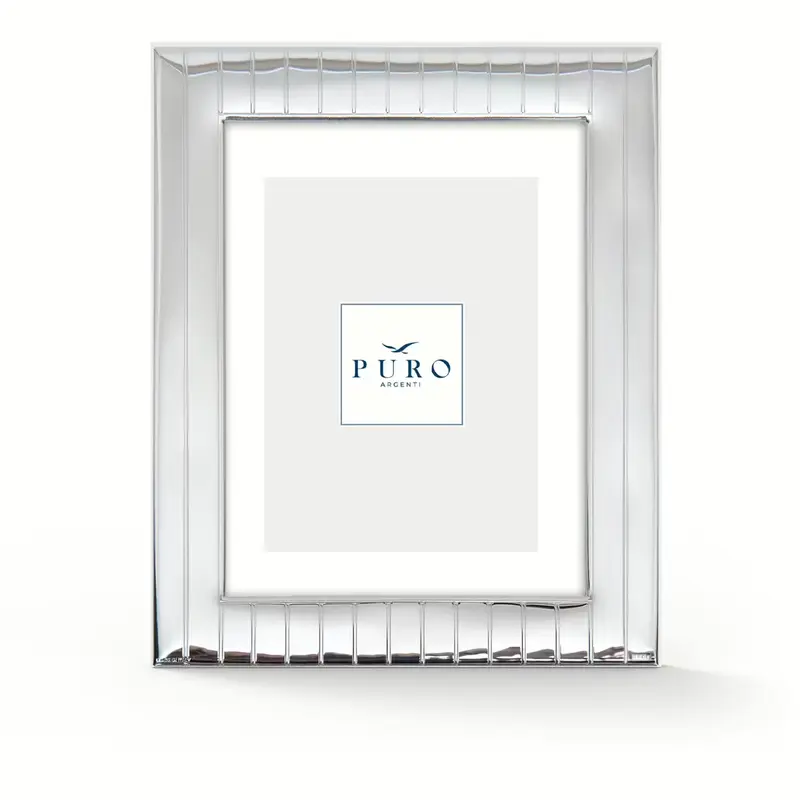Portafoto Argento Madame 15x20 cm Linea Puro con Spalla in Legno