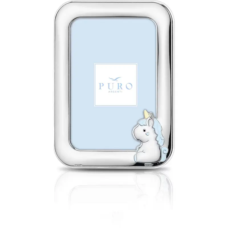 Portafoto Argento Unicorno 13x18 cm Celeste Linea Puro Bambini