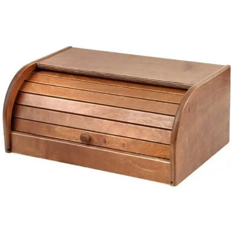 Portapane in Legno Con Serrandina Apri e Chiudi Legno Scuro 39x25x17 cm