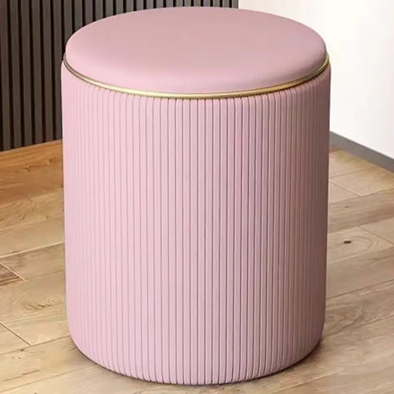 Pouf Contenitore Decorativo Inserti in Oro Seduta Morbida Porta oggetti h45cm Rosa