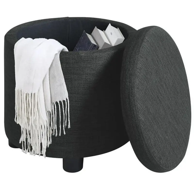 Pouf Contenitore Sgabello Poggiapiedi in Tessuto 40x40 H40cm Grigio