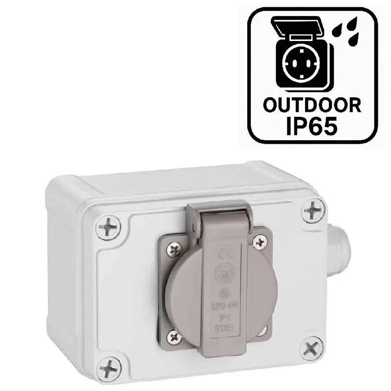 Presa Shucko Elettrica Cassetta Parete Muro Esterno Giardino Impermeabile IP65