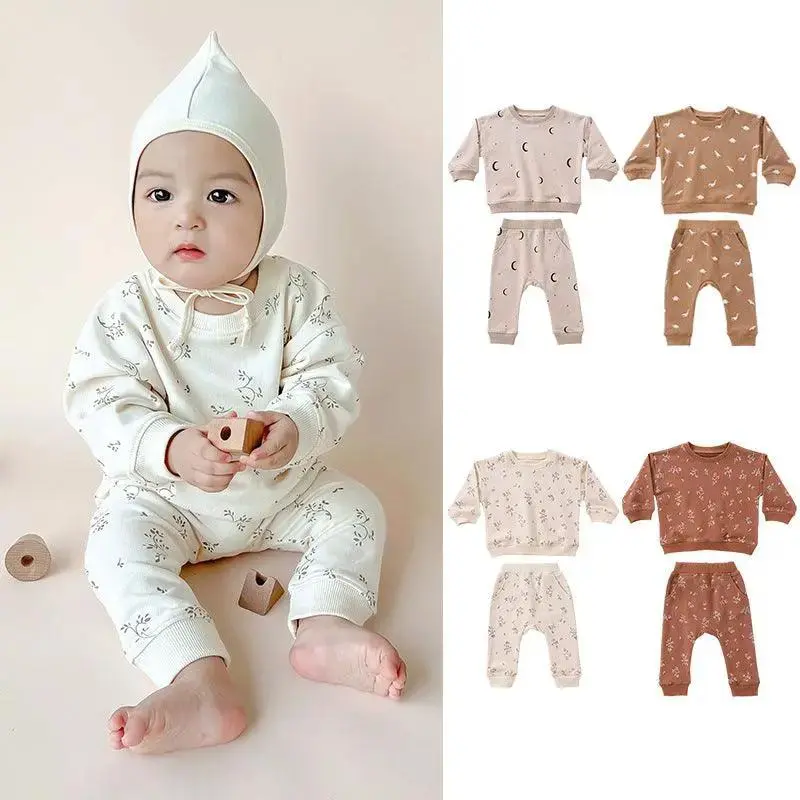 Printing Two-piece Casual Round Neck Loungewear Suit