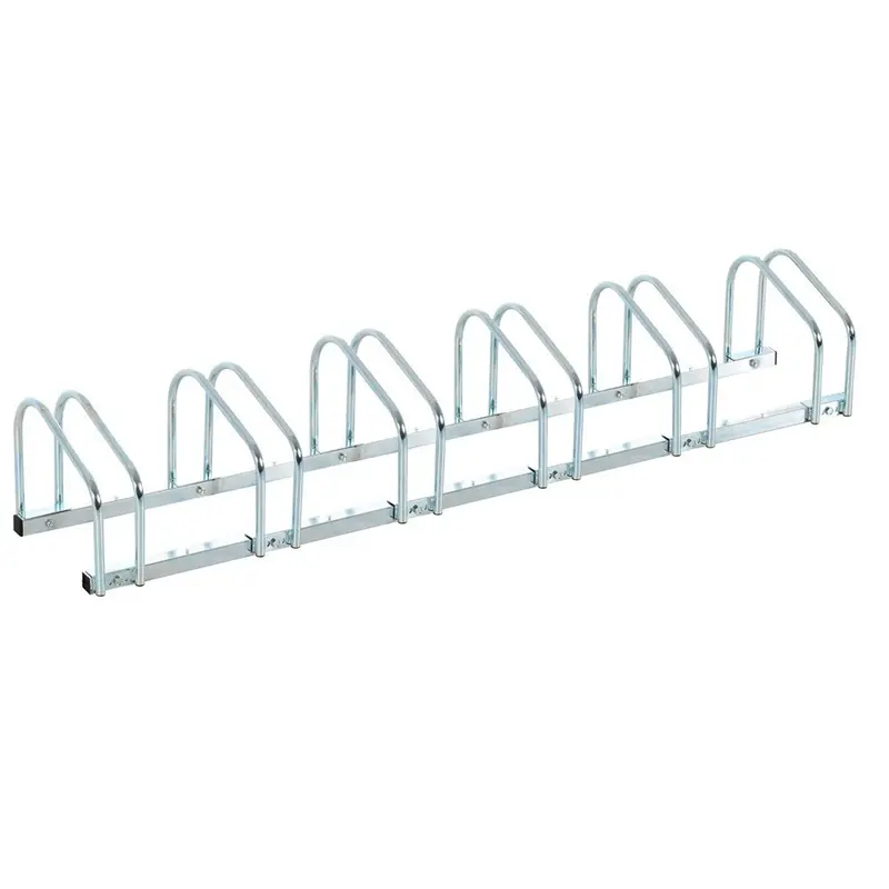 Rastrelliera Parcheggio Bici 6 Posti in Acciaio 33x27x162 cm Silver