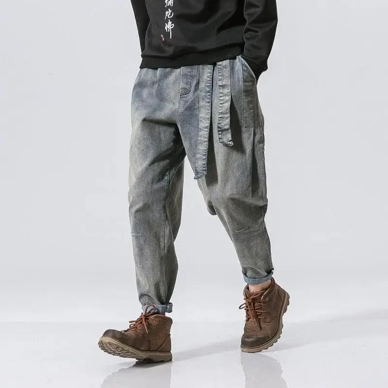 Retro Loose Denim Trousers Fashion Plus Size Men