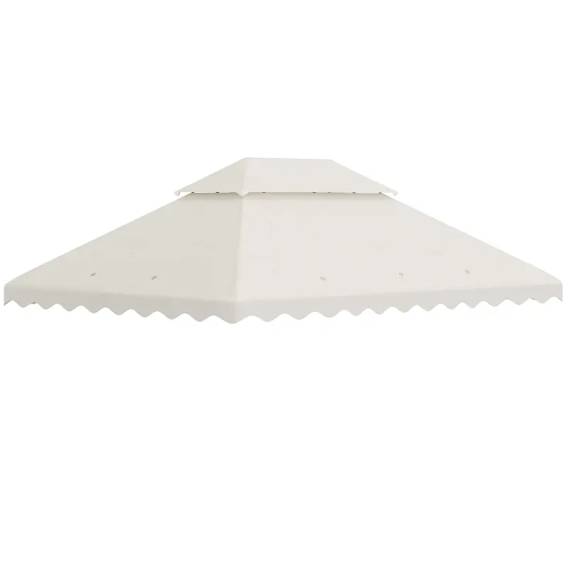 Ricambio Tettuccio per Gazebo 4x3mt Tetto a 2 Livelli in Poliestere Crema AntiUV