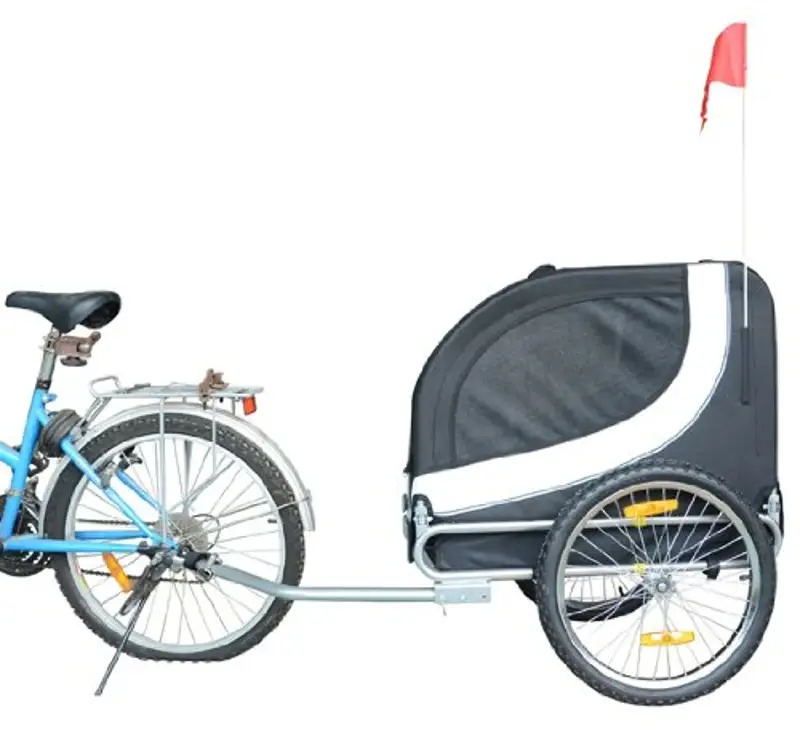 Rimorchio per Animali Domestici Pieghevole da Bicicletta bianco e nero 130x90x110cm