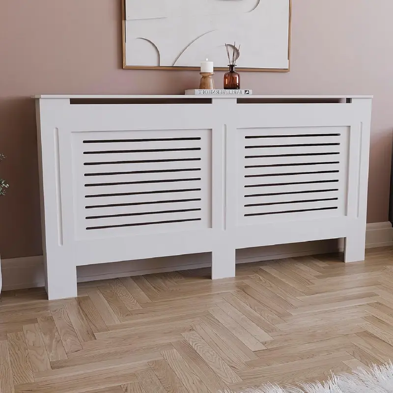 Rivestimento Copritermosifone Legno MDF Bianco 152x19 H82cm Copri Calorifero